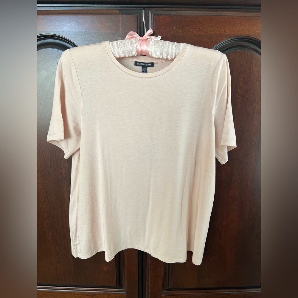 Eileen Fisher Soft Creamy Pink Short Sleeve Tee